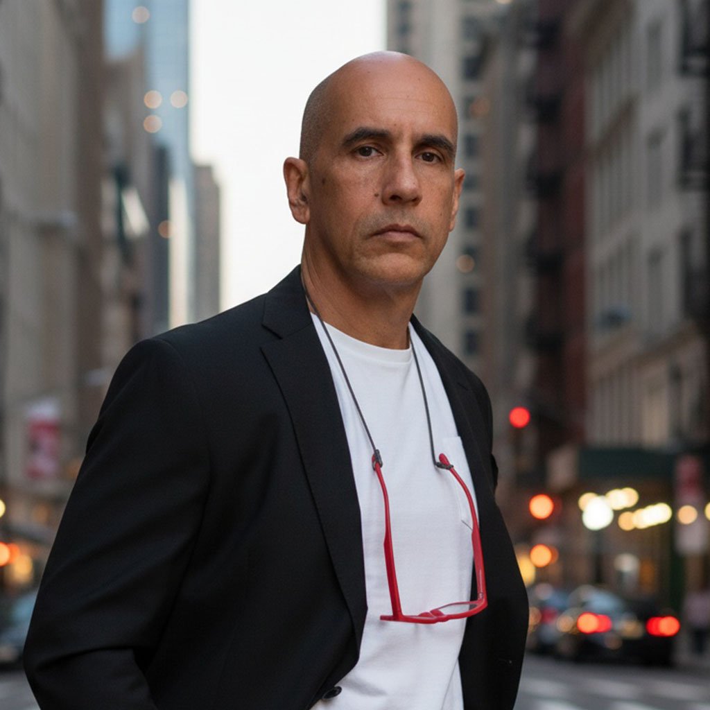 gemini 2.5 flash image preview generate an image of the man in the original photo i mean the bald man wearing a black suit and a 0